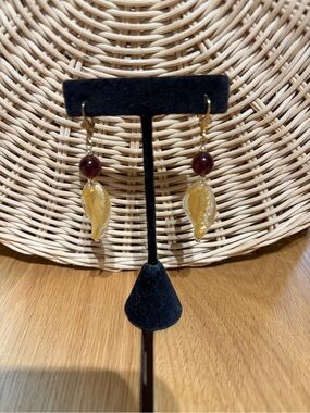 Handmade Venetian Gold Glass Bead Earrings - Women Jewelry